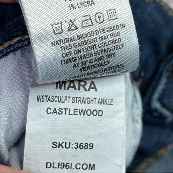 DL1961 Mara Jeans Women's 24 Blue Straight Ankle Mid-Rise Dark Denim Instasculpt - Picture 8 of 14